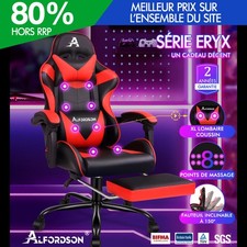 ALFORDSON Gaming Chaise Bureau Massage Ordinateur Course Siège Similicuir Rouge