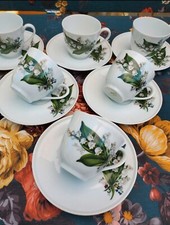 Vintage Bernardaud 6 Coffee Cups Service # Dior Lily of the Valley Porcelain Limoges