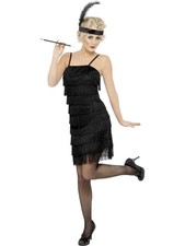 Robe De Costume Flapper À Franges Noire Des Années 20 Adulte Taille M