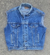 VTG 90’s Levis Sleeveless Denim Jacket Vest For Truckers Bikers Size XL Made USA