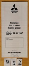 MITSUBISHI PREISLIST 01/01/1987 Prospectus 10 p D/I/FR Colt Lancer Cordia Tredia