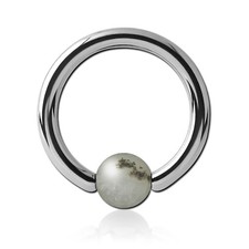 Anneau acier avec boule pierre
