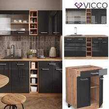 Kitchenette Cuisine intégrée R-Line chêne anthracite ultra-brillant Vicco