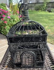 Large 15” Ornate Metal Bird Cage Decorative Accent Garden Home Indoor Outdoor