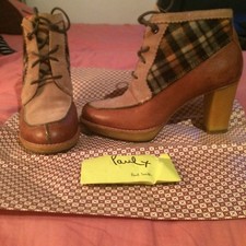 Chaussures femme originales "Paul Smith" cuir/nubuck et tissu clan T.37 TBE RARE