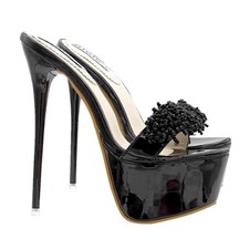 Mules Sexy En Vernis Noir À