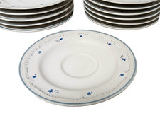 6X VTG 1980s JMP Marketing Provincial Bouquet Stoneware Saucers Blue Floral 6.5"