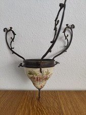 Ancien Dessous De Lampe À Pétrole Suspension En Céramique