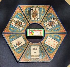 Antique Yellow Dwarf & Bog Game - Belle Époque 1890 Tray + Bone Tokens 1950