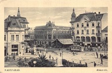 L509 Romania Nagyvarad Oradea Bemer place bank tram vintage postcard