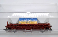 FLEISCHMANN 5257 F K WAGON PLAT JQ AVEC CONTAINER MARTINI ET CIE NICE SNCF HO