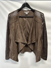 La Seine Faux Suede Moto Jacket Hi Lo Gold Zipper Accents Trim M