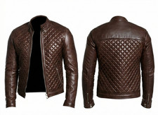 Veste En Cuir Marron Pour