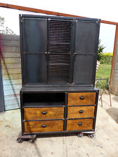 Buffet industriel 2 corps métal et bois fabrication creation sur mesure