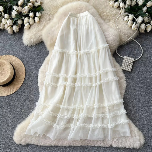 Jupe longue blanche - blanche, en