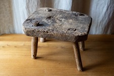 Antique Folk Art Wooden Stool