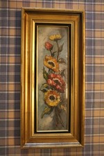 TABLEAU CADRE HELCA PLAQUE EMAILLEE EMAUX MARTELE A LA MAIN BOUQUET DE FLEURS