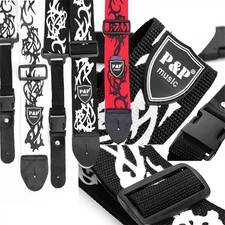 Sangle réglable sangle guitare rouge réglable noir pour acoustique électrique