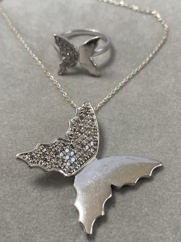 Parure argent collier bague