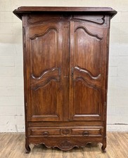 Antique 19th Century French Provincial Louis XV Style Carved Armoire with Key