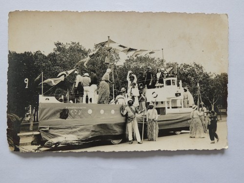 Cpa carte photo - char, carnaval