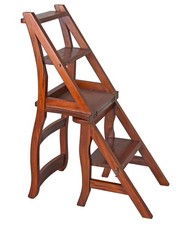 Chaise Anglais échelle acajou Bibliothèque Meubles Escabeau Pliante en bois neuf