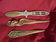 3 Bronze Letter Opener Paper Cups Signed Lelièvre Le Verrier & Frécourt
