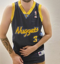 Maillot NBA Denver Nuggets Iverson #3 Champion Vintage Bleu Jaune Taille L