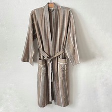 Eastern Woven Womens M-L Linen Cotton Robe Tie Waist Multicolor Striped