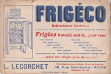 P119 ANTIQUE BLART RARE FRIGECO Electric Refrigerator Sold LECORCHET REIMS