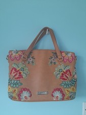 SAC A MAIN FEMME DESIGUAL MARRON AVEC FLEURS TRES BON ETAT