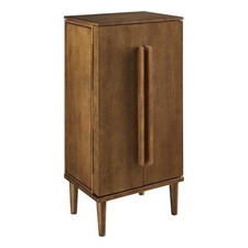 Pemberly Row 7-Drawer Wood Jewelry Armoire with Flip Top in Brown