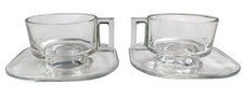 Joe Colombo Arno Italy Stackable Espresso Coffee Cups W/ Saucers Set of 2 MCM