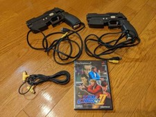 PS2 GUNCON 2 / 2 Gun Controllers + 1 Cable ＋ Time Crisis 2 Playstation 2 CRT TV