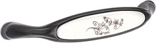 Poignée meuble 128 mm zamak finition laiton foncé porcelaine céramique fleur