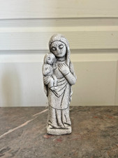 Ancienne Sculpture Pierre Martyr Religieux Saint Anne Vierge Enfant 22cm