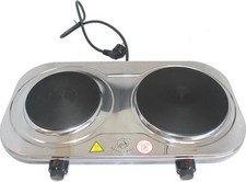 Plaque de cuisson électrique - 2500 W - Double - Pose libre - Argent