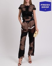 RRP€710 RED VALENTINO Silk Trousers IT46 US10 UK14 XL Wide Leg Made in Italy