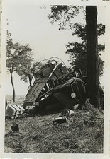 PHOTO ANCIENNE - VINTAGE SNAPSHOT - VOITURE CAMION ACCIDENT-TRUCK CAR CRASH BUS 