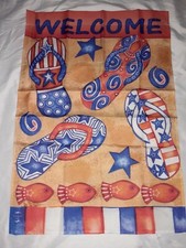Patriotic Beach day House Flag 28x40 One Sided 