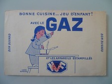 ANTIQUE ADVERTISING BLOT / GOOD COOKING CHILD'S PLAY WITH GAS