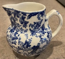 NIMY JW&CO :: Vtg 2 3/4” HANDLED CREAMER PITCHER Blue CHINTZ Floral BELGIUM