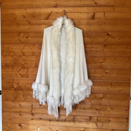 Poncho femme blanc uni