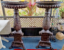 Pair Cast Metal Bronzed Neo-Classical Planters Jardinieres HUGE 50" Tall
