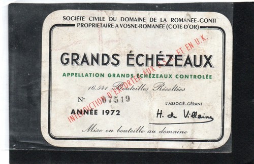 Etiquette grands echezeaux - etiquette,