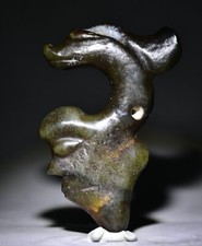 4 "Chine Hongshan culture jade sculpture Dragon crochet tête pendentif