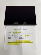 MacBook Pro18,3 14" A2242 EMC 3650 M1 2021 LCD Screen Assembly SpaGray 661-21970