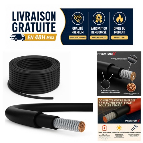 Câble solaire 30m 6mm - 30m, 6mm²