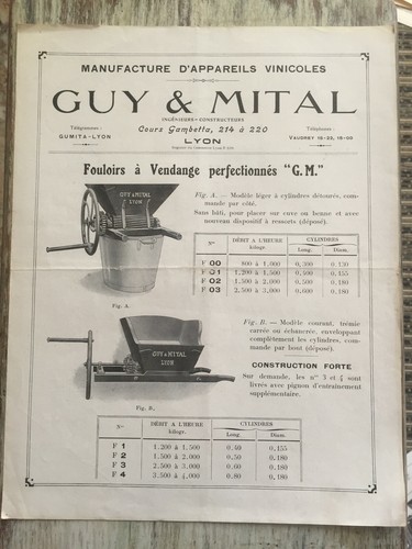 Fouloir pompe egrappoir guy - fouloir,