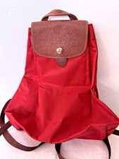 Longchamp Le Pliages Sac A Dos XS Red Nylon Foldable Packable leather flap